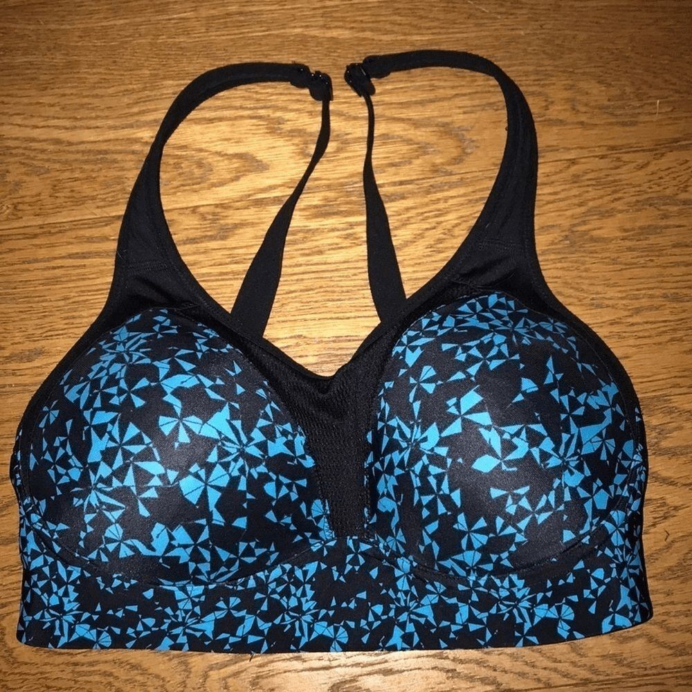 Champion Women's Black Blue Power Shape Max Sports Bra Size 34C